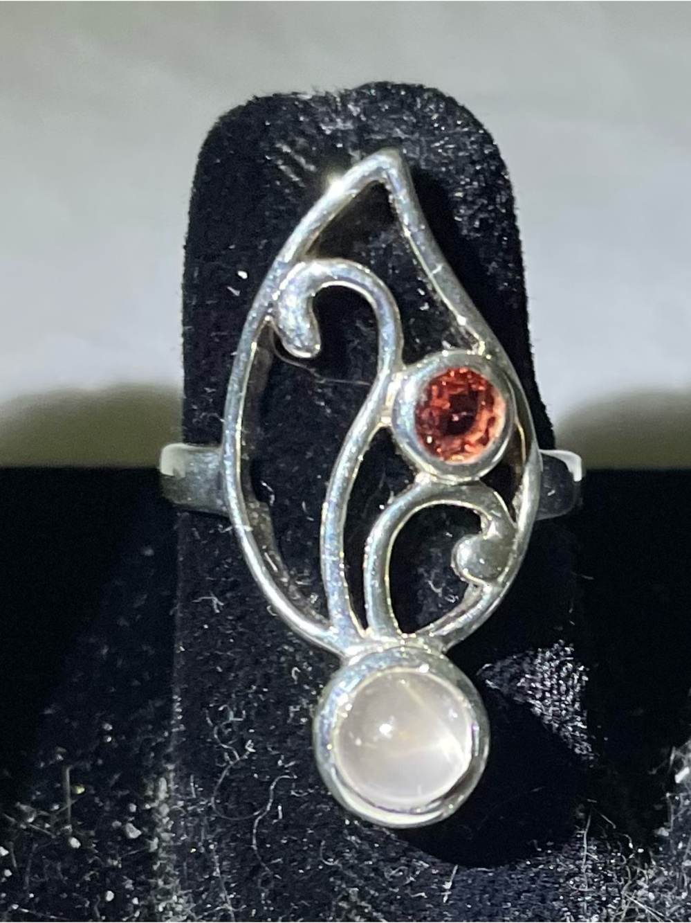 Garnet and Rose quartz ring